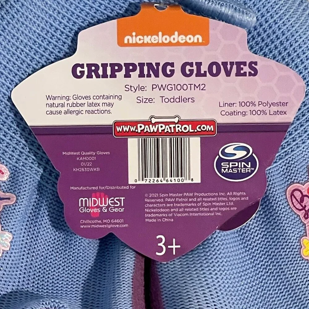 PAW Patrol Skye Kids Garden Gripping Gloves Blue Purple NWT